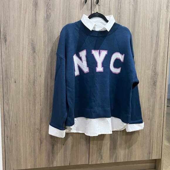 Maeve Anthropologie Graphic Twofer NYC Sweater - Picture 7 of 13